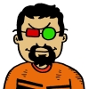 Cartoon goateed guy with orange shirt